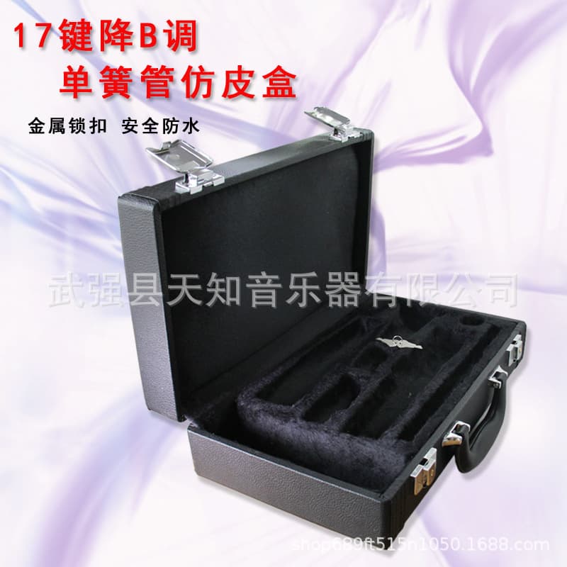 Bb Clarinet Wood Case with Lock, Leather Clarinet Bag, Black Clarinet Box, Wooden Instrument Case