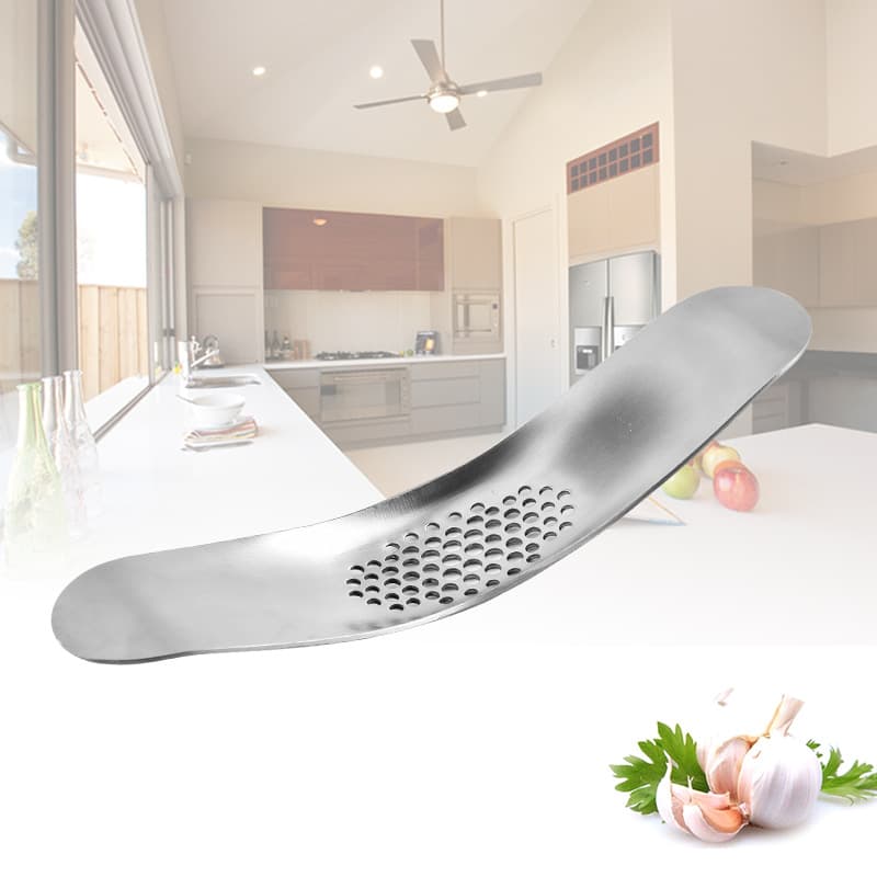 Stainless Steel Curved Garlic Press, Manual Garlic Crusher, Ginger and Garlic Juice Extractor, Kitchen Tool