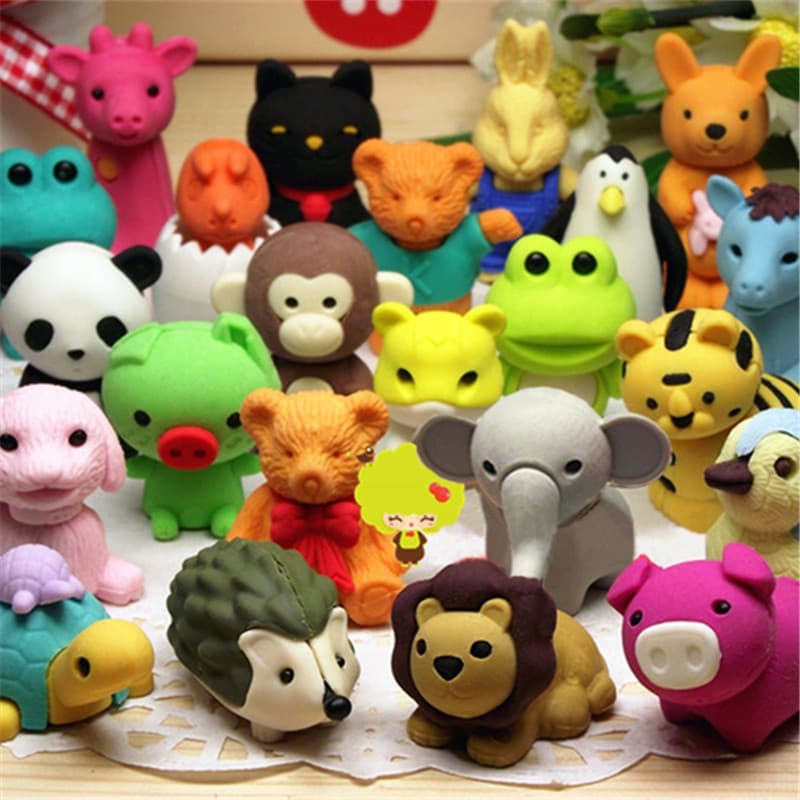 Cartoon Creative DIY Animal Erasers, Individually Packed, Educational and Assemblable Student Erasers