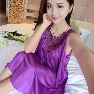 Women's Pajama Dress Solid Sexy Ice Silk Slip Dress Vest Dress Homewear Wholesale Bulk Discount Cool Feel