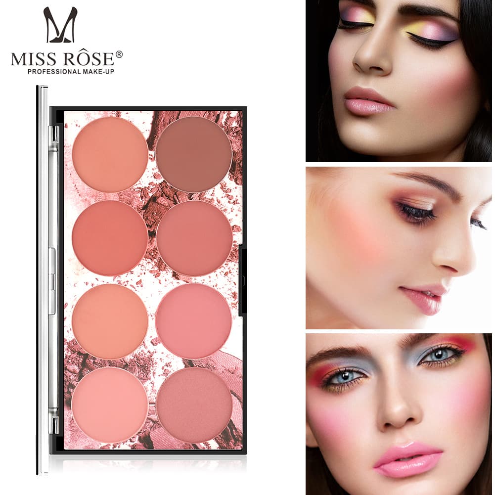 Eight-color Portable Blush Palette Matte Long-lasting Natural Nude Makeup Cheek Color Compact Easy Carry Cheek Tint