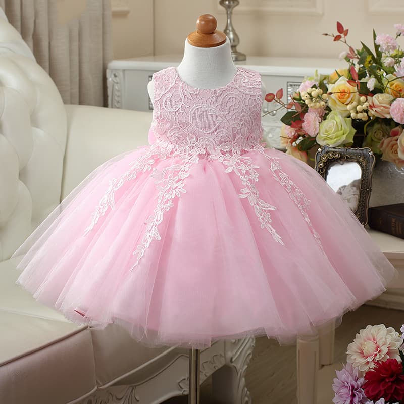 Children's Lace Applique Tulle Princess Dress, Sleeveless Lolita Style for Girls