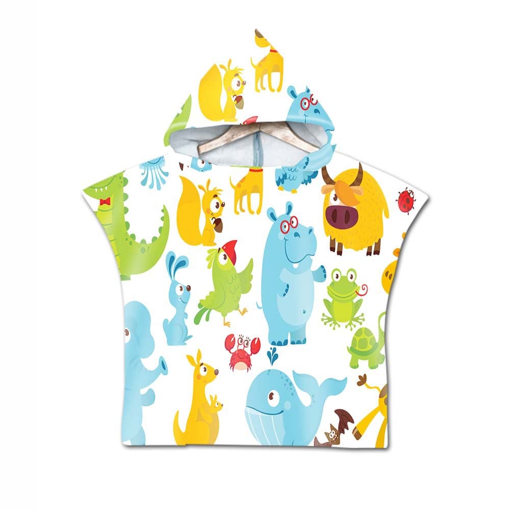 Factory Direct Cartoon Kids Bath Towel Beach Towel Cape Hooded Bath Towel with Cartoon Print Wholesale