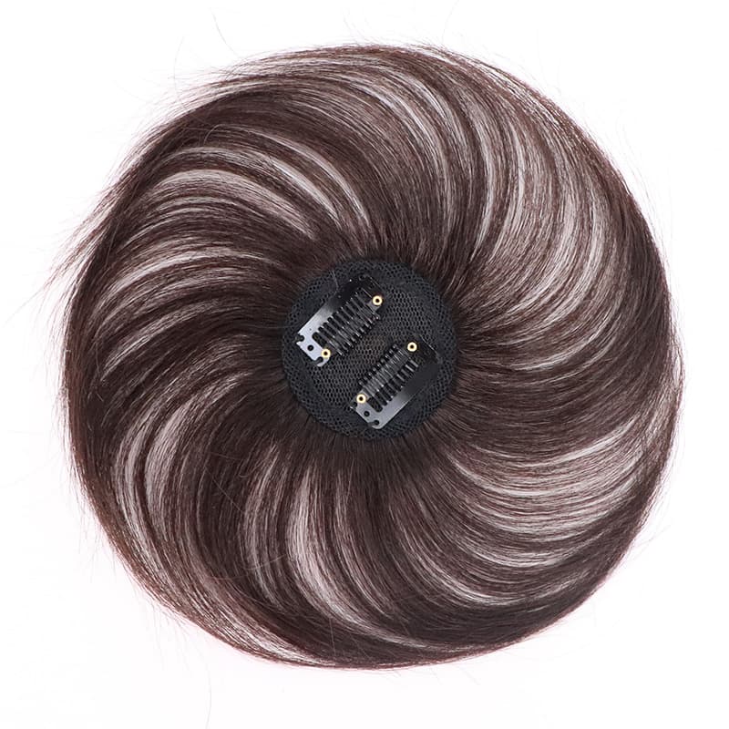 Mini Top Core Hair Extension Block Real Human Hair Women's Hair Loss Cover Grey Hair Wig Extension Block Change Hairstyle