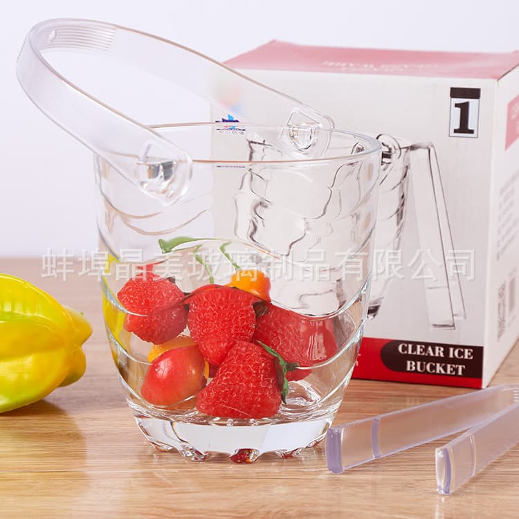 Portable Glass Ice Bucket Bar Champagne Chilled Beer Ice Cube Block European Style Wine Cube Bucket Small Block