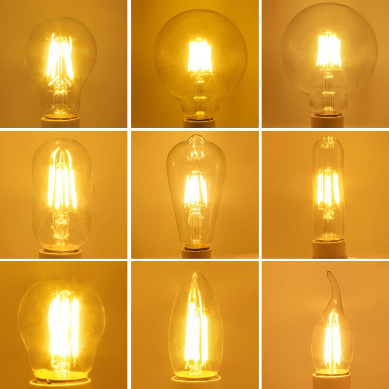 E27 Screw Base Filament Edison LED Bulb Warm Yellow Light Transparent Household Energy-Saving Industrial Style Light Bulb