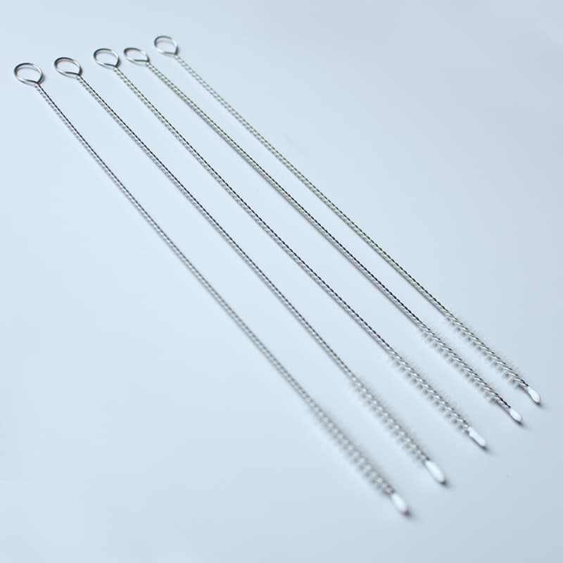 New baby bottle and straw cleaning brush, infant nipple brush, stainless steel spiral soft bristle straw brush