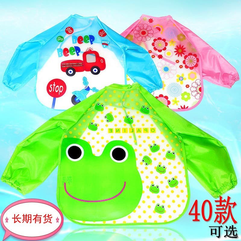 Fully waterproof EVA children's smock with reverse wear, wash-free feeding apron for art and mealtime