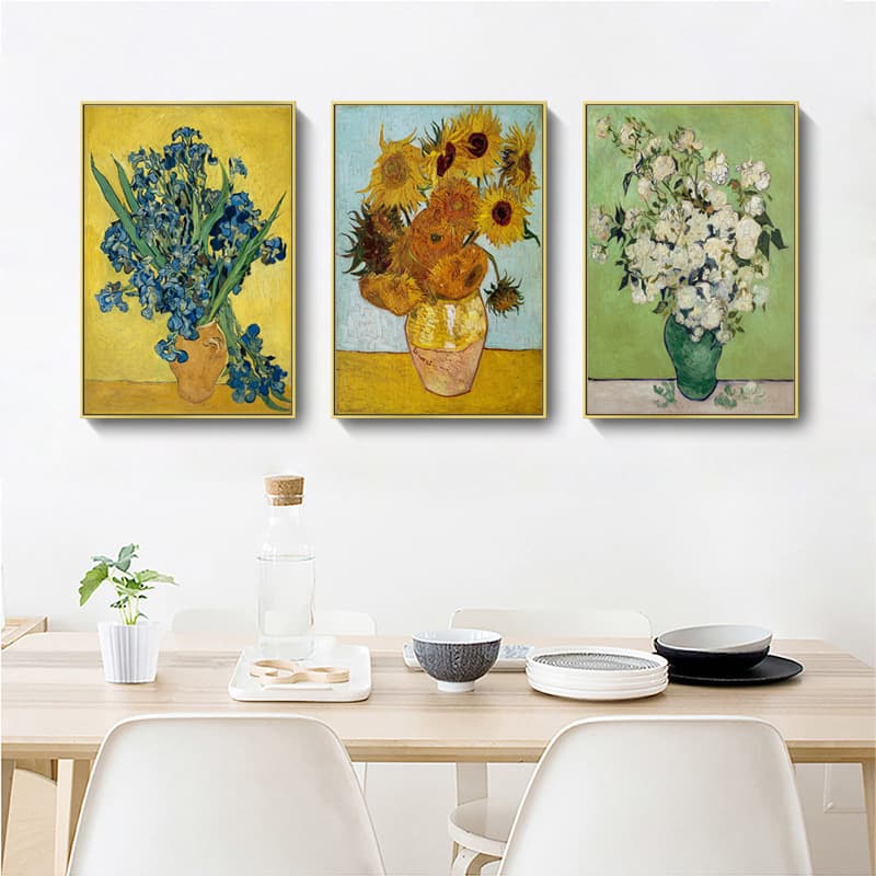 Van Gogh Sunflowers European Style Living Room Decorative Painting, Micro-spray Floral Oil Painting, American Style Frameless Painting, Apartment/Homestay Mural