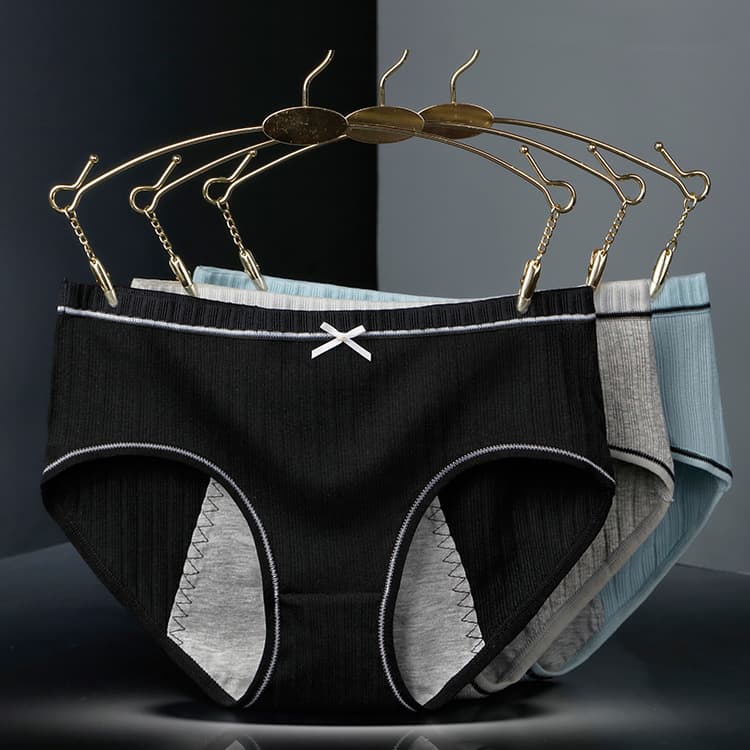 Japanese threaded cotton mid-waist women's underwear menstrual underwear for girls during menstruation solid color 631
