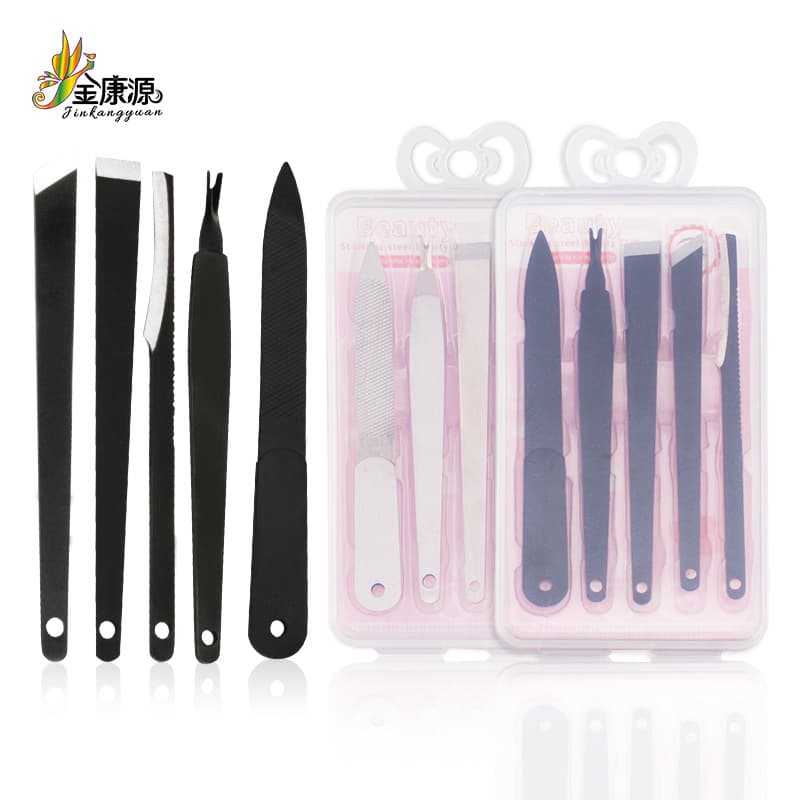 5-piece Set Nail Clippers Tool Kit Removing Dead Skin Polishing Nails Comfortable All Skin Types Black