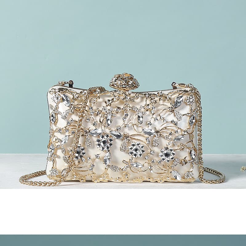 Cross-border Bestseller 2026 European & American Fashion Rhinestone Clutch Evening Banquet Bag Clip Bag Shoulder Crossbody Chain Small Bag