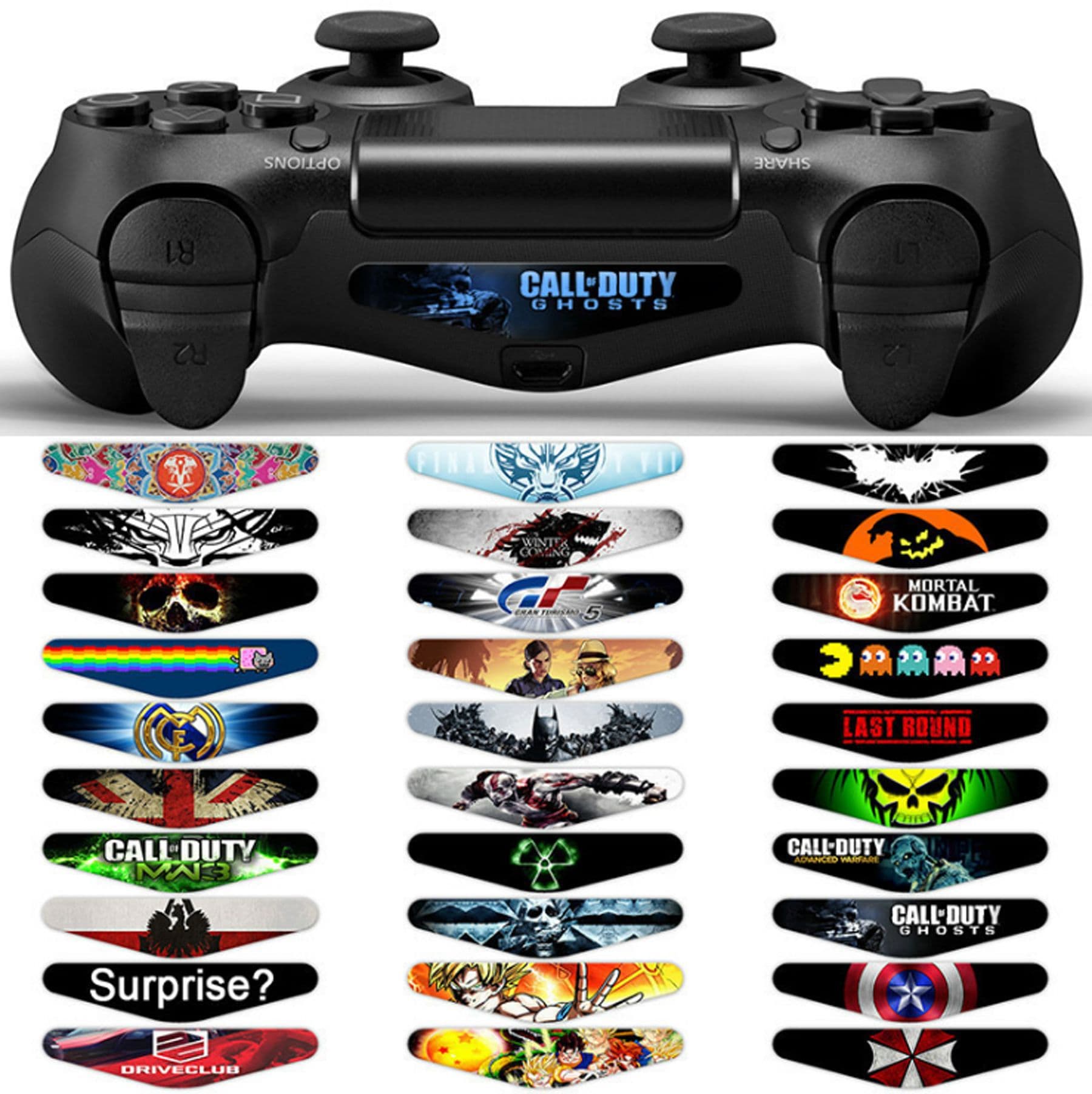 PS4 controller light stickers, LED light strips, light shielding game film, 30 small sheets per bag.