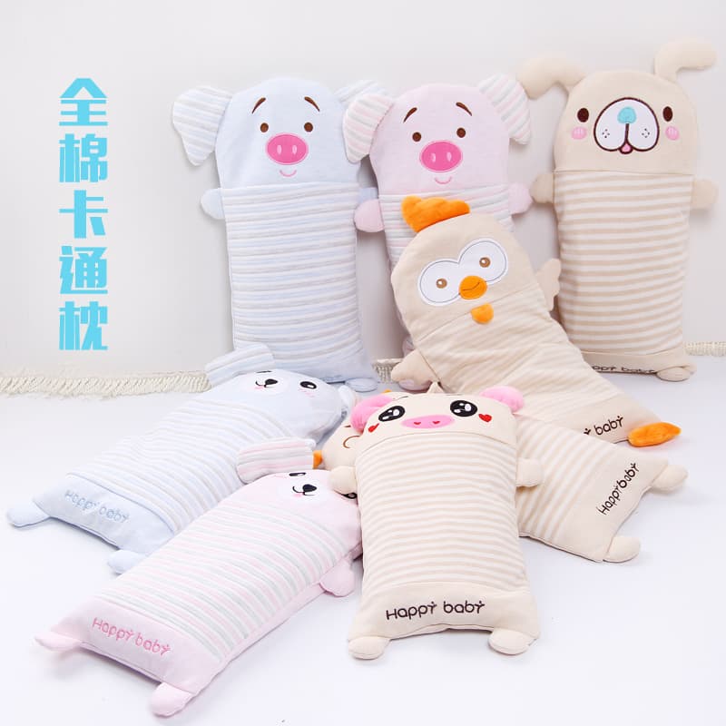Baby Shaping Pillow, Anti-Deflection Pillow for Summer/Winter, Children's Cartoon Buckwheat Colored Cotton Pillow, Kindergarten Pillow