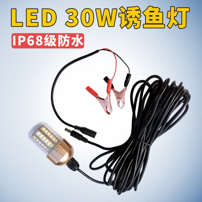 New cross-border e-commerce product: Green LED fish attracting light 30W, 12V underwater light for landing nets and rafts.