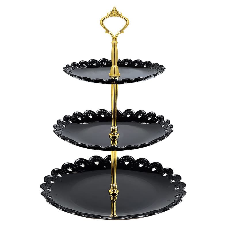 European-style dessert stand fruit tray, three-tier cake stand, pastry rack, wedding party candy dish, plastic dried fruit plate