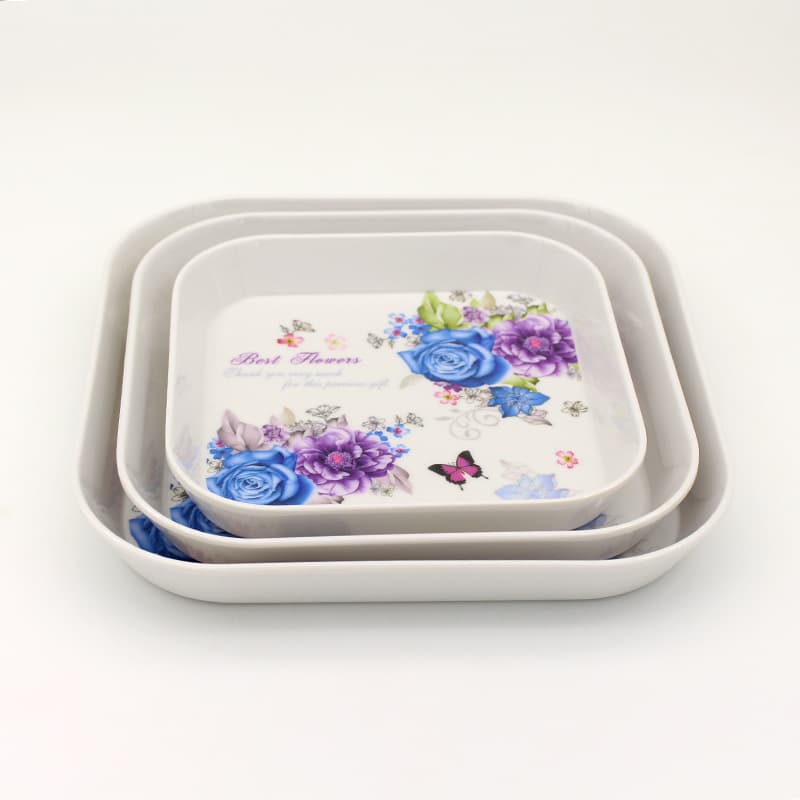 Melamine Square Fruit Plate Vegetable Plate Snack Plate Household Bone Spitting Dish Deepened Serving Plate Plastic Bone Dish Plate
