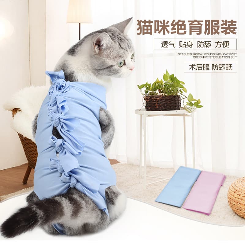 Pet Hospital Cat Spay Suit, Cat Surgery Recovery Wear, Weaning Clothes, Breathable Physiological Suit, Pet Clothing with Anti-Lick Protection