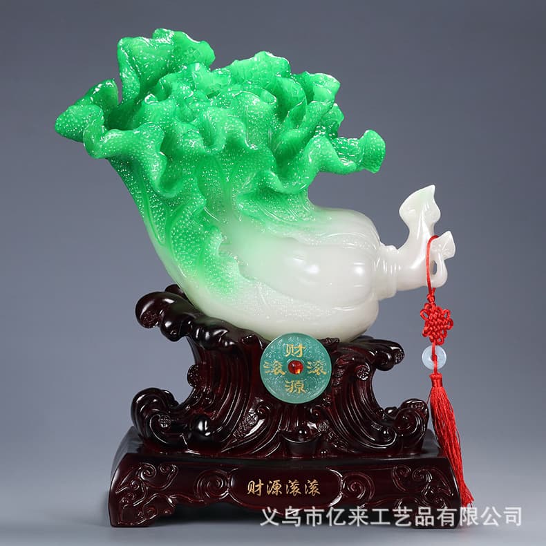 Large Size Wealth Attracting Jade Cabbage Ornament Home Living Room Feng Shui Decoration Opening Moving Gift Craft Resin Handmade