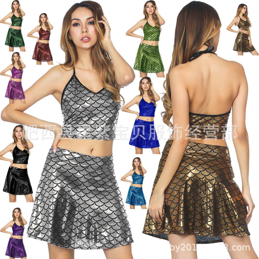 ebay European and American style sexy lingerie for women with wide skirt + halter neck top set 155A+1820
