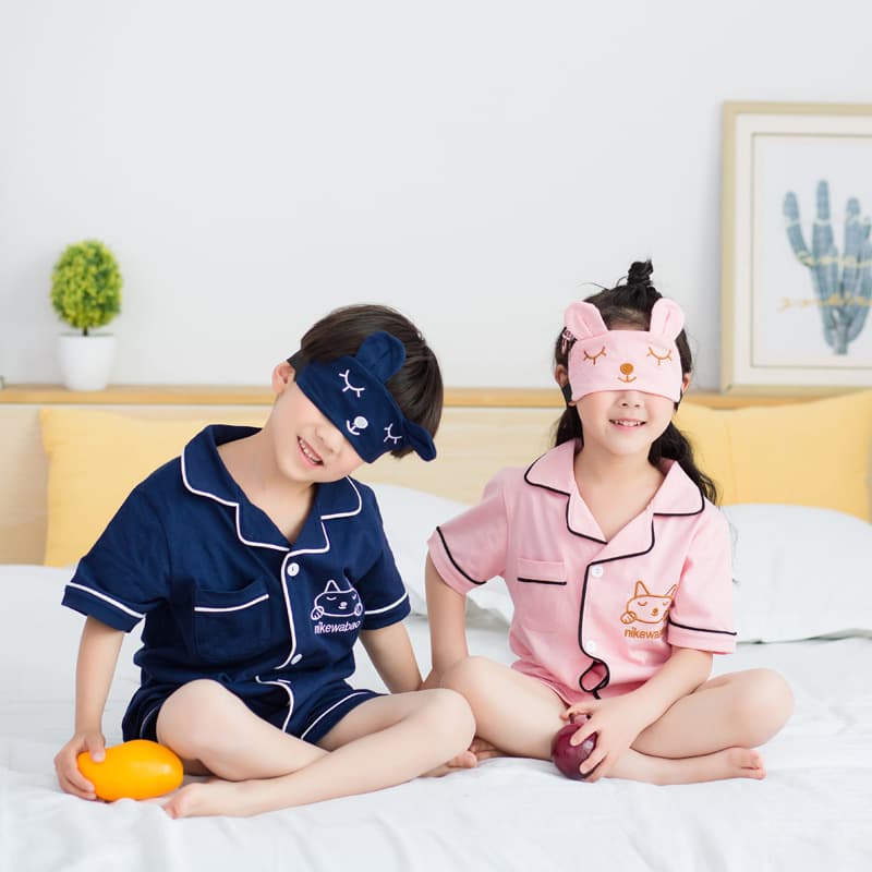 Children's pajamas set, air-conditioned clothes for older children, cotton home clothes, short-sleeved pajamas for boys and girls, cute style