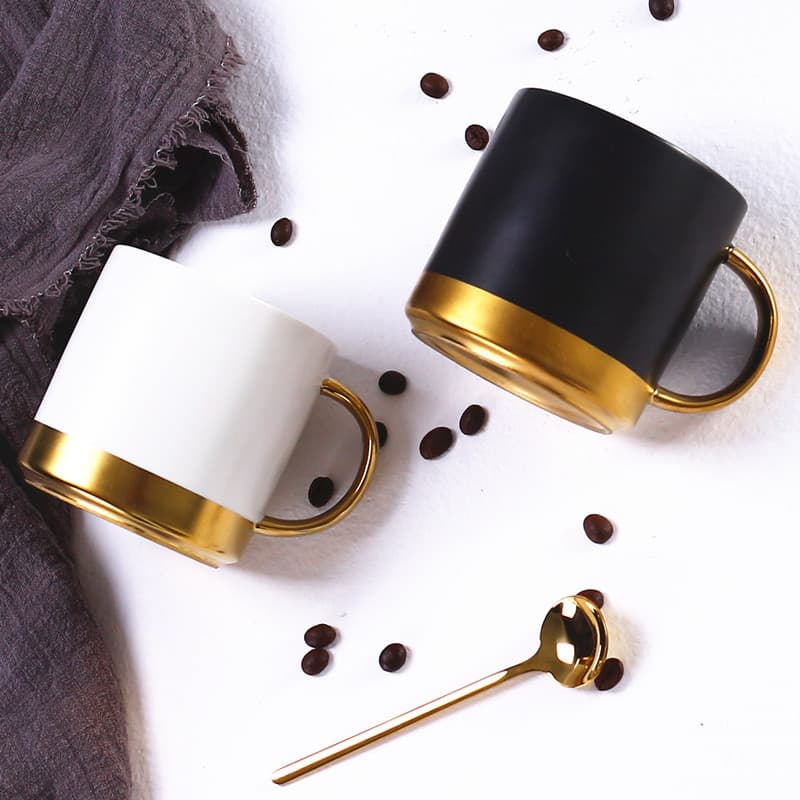 Nordic Black Ceramic Mugs Wedding Favors Office Souvenir Small Gifts Cups European Style Single Layer round Shape Home Use