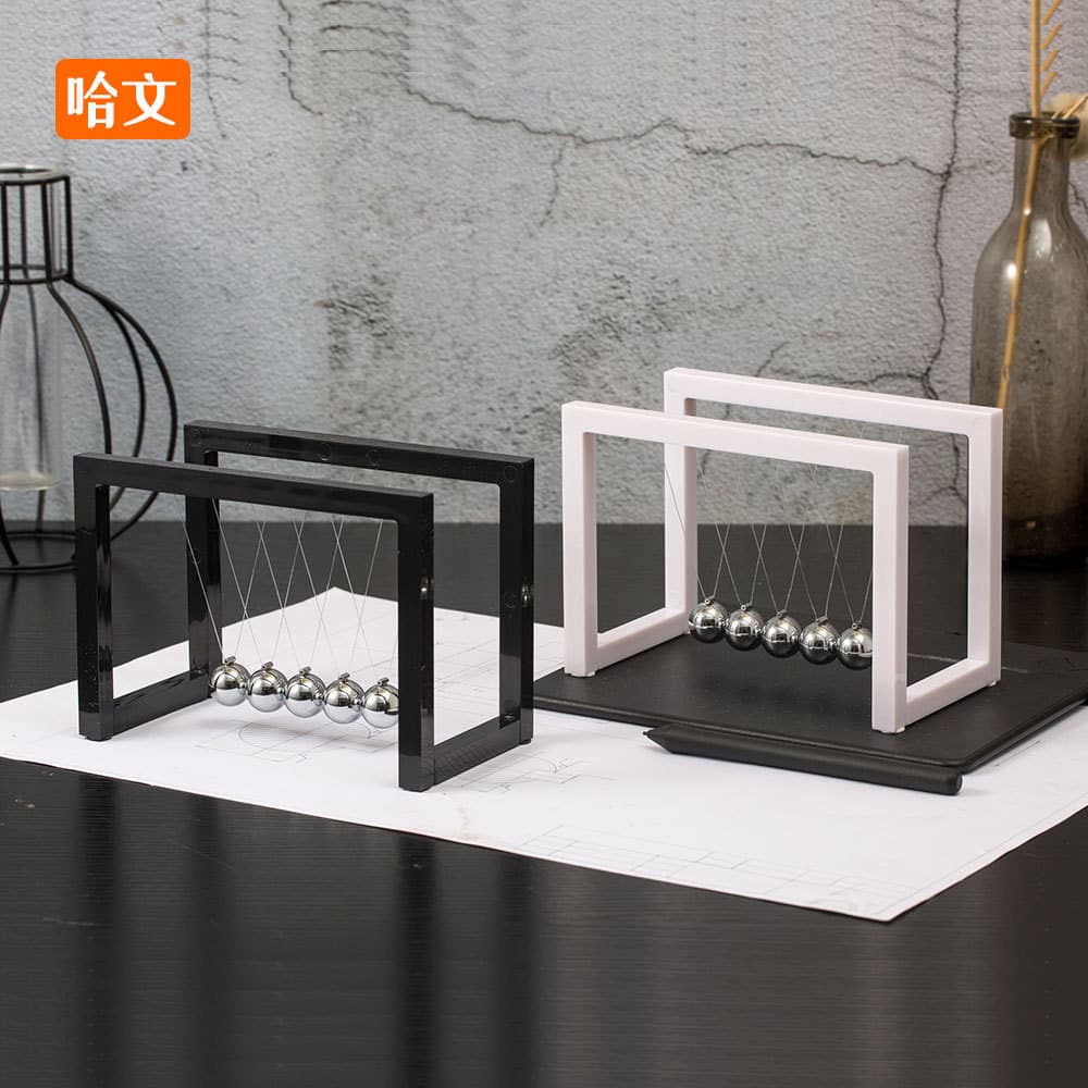 Creative Black and White Acrylic Newton's Cradle Chaos Pendulum Perpetual Motion Science Metal Balance Decor