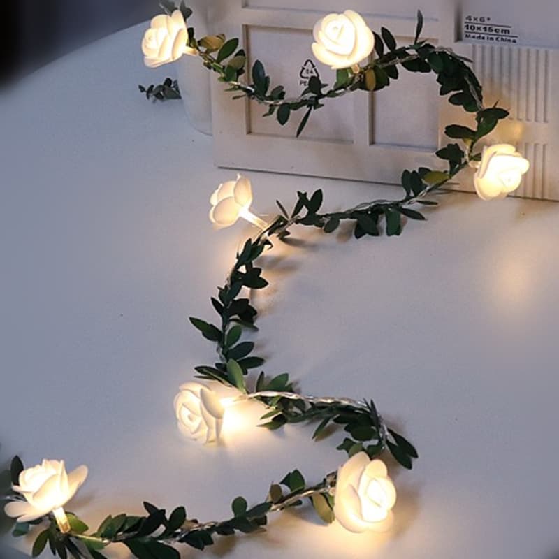 Realistic Green Leaf Vine Led String Lights Flower Vine Christmas Decoration Diy Wreath Led String Lights