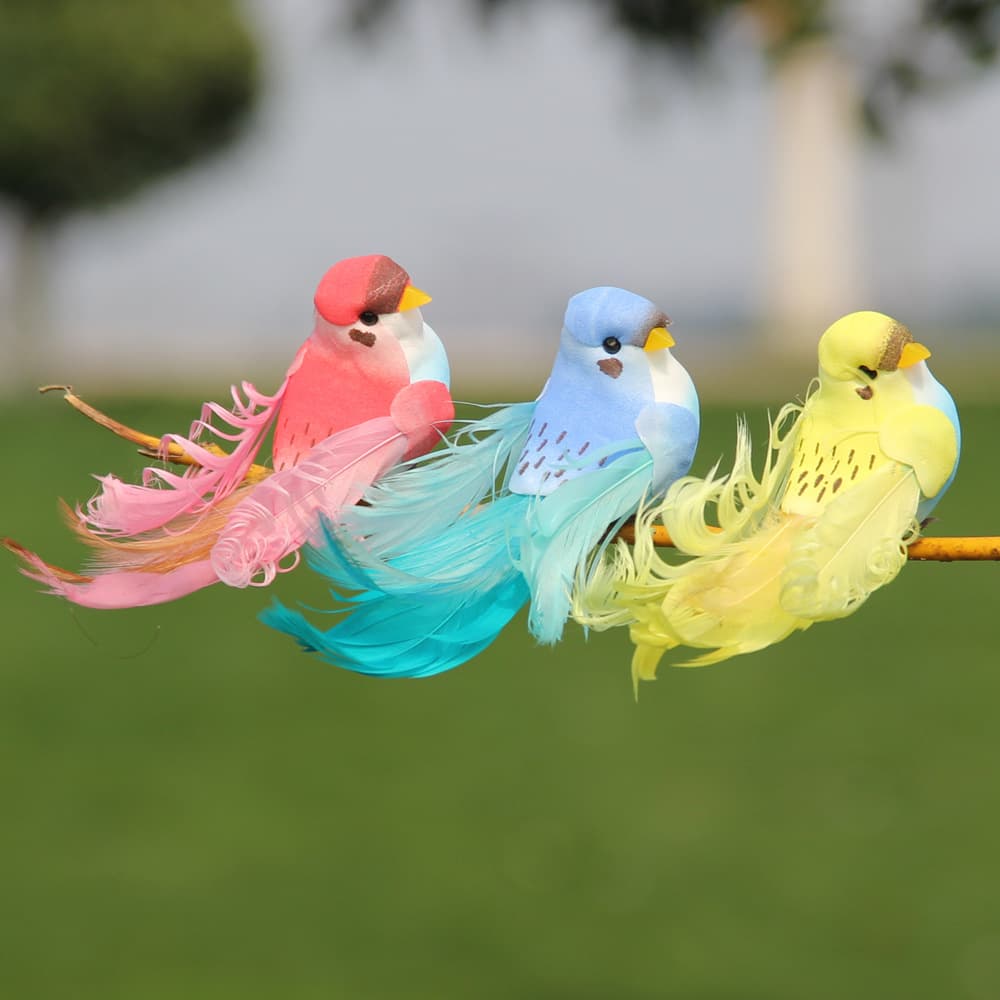 Simulated feather birds, home green plants, garden crafts, green decoration crafts, foam fake bird ornaments, pendants