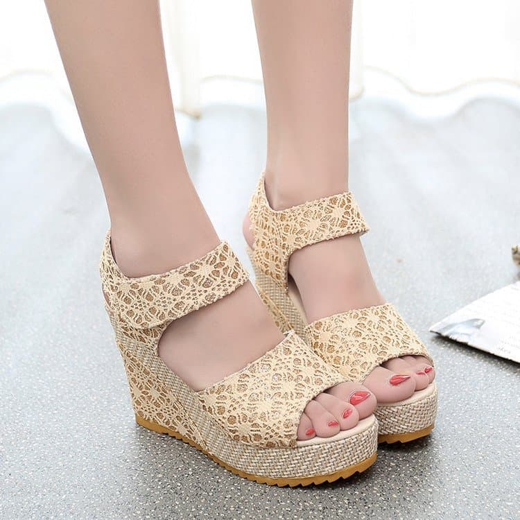 New Women's Flat Espadrille Sandals with Hook-and-Loop One-Strap Buckle Platform Thick Sole Sandals