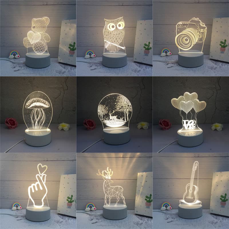 Cross-border 3D Night Light, Manufacturer Creative Acrylic Table Lamp, Event Gift with Company Logo, Christmas Present