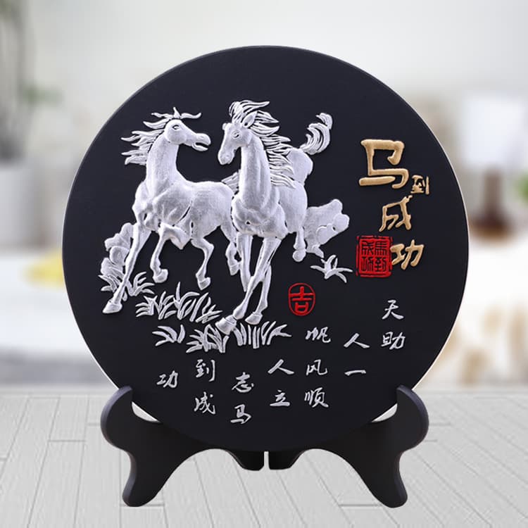 Activated Charcoal Carving Craft Ornaments, Colorful Engraved Home and Office Living Room Decor, Galloping Horse Success Bronze Horse Wholesale
