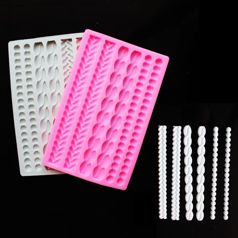 Fondant Cake Silicone Mold Pearl Twist Braided Band Rope Border Decoration Fondant Cake Mold