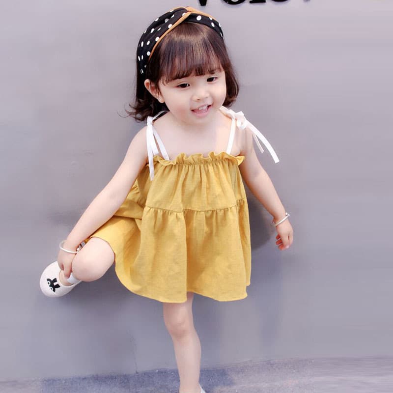 2025 Girls Summer Dress New Style Baby Girl Suspender Dress Loose Fitting Cute Sweet Princess Dress