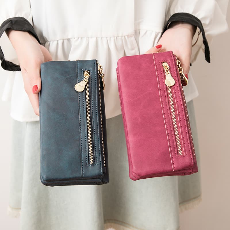 Vintage Long Women's Wallet Multifunctional Korean Style Handheld Coin Purse Fashionable and Functional Money Bag for Ladies