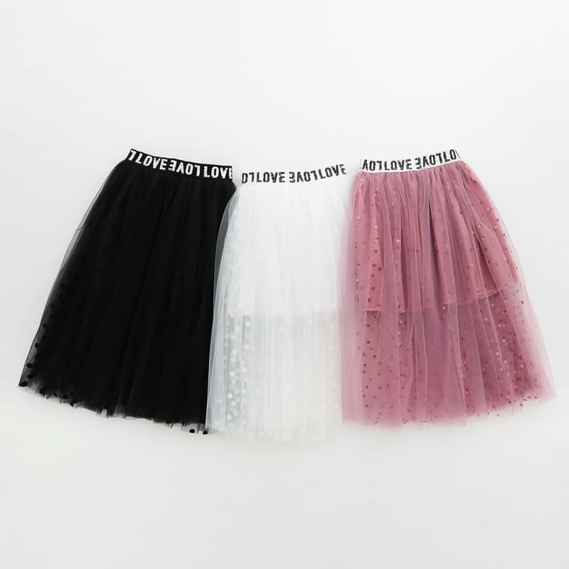 Girls' Half Skirt Tulle Skirt Spring Summer Children's Mesh Half Skirt Knee-Length Mid-Long Little Girl Puffy Skirt