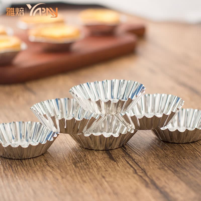Disposable Baking Mold round Egg Tart Mold Chrysanthemum Lamp Egg Tart Mold 50 Pieces Circular Shape Pastry Making Tools