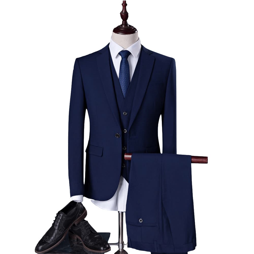 Upgraded New Thickened European Size Cross-Border Export Men's Suit Set, Korean Slim Fit Men's Suit Three-Piece Set