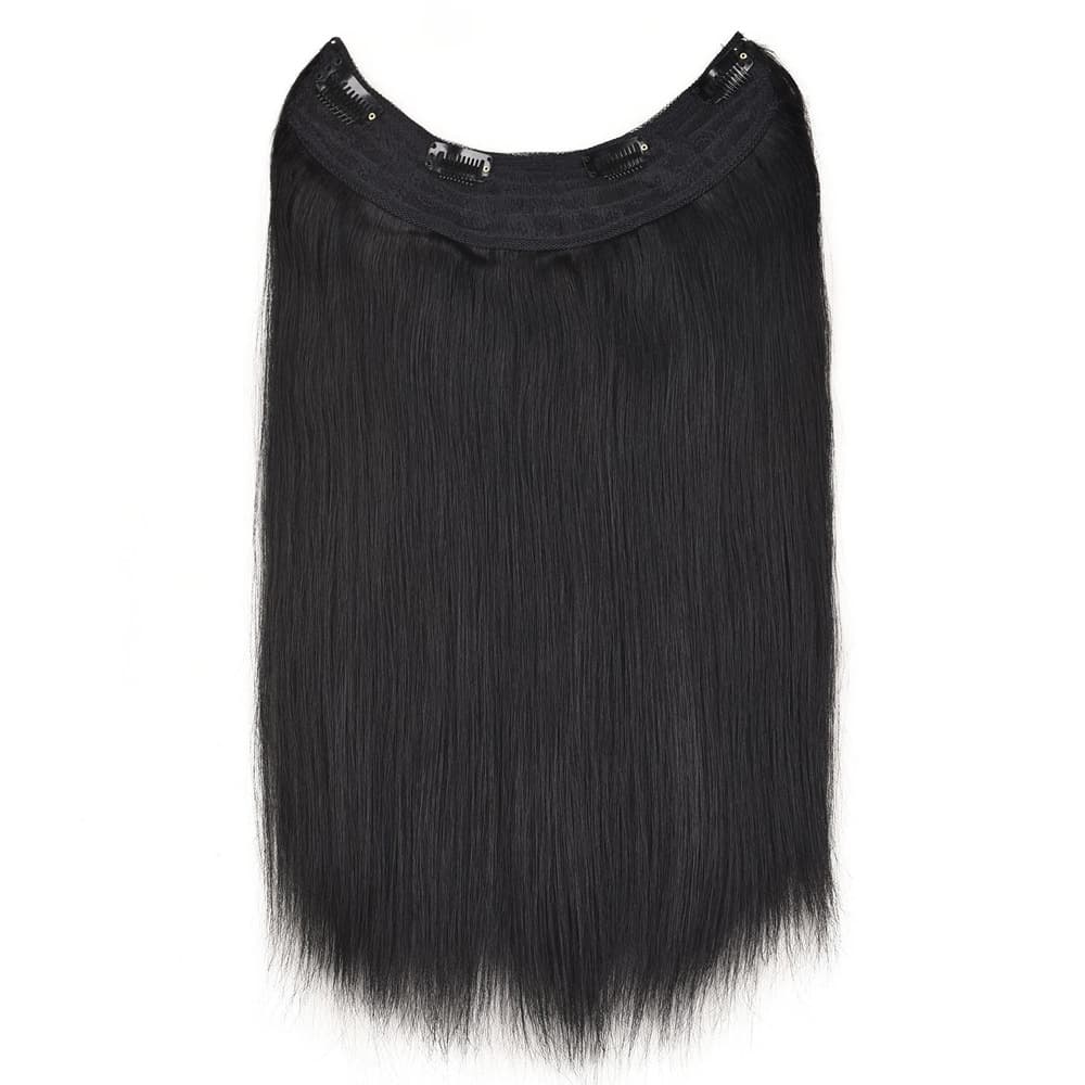 U-Shaped Long Straight Real Hair Wig Hair Extension Piece for All People