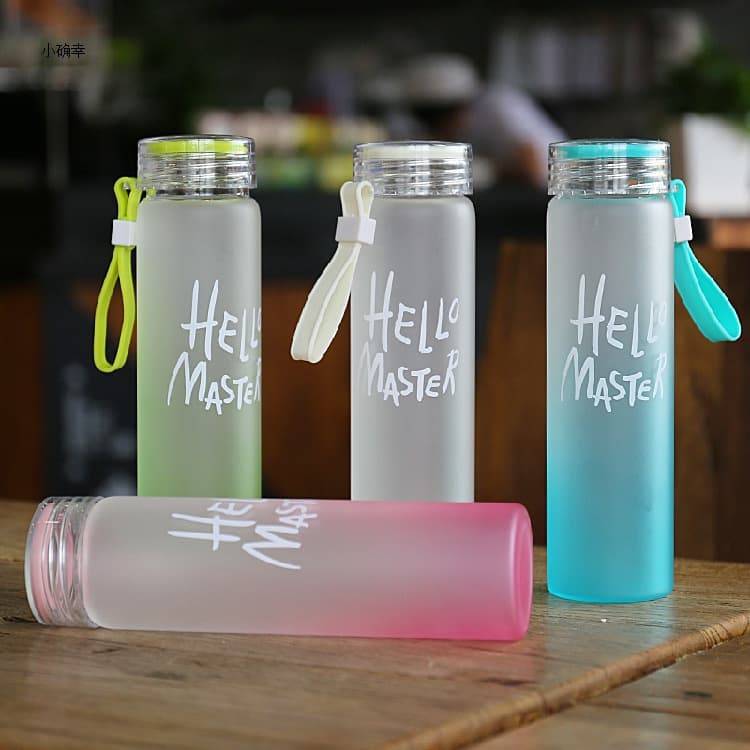 Korean Macaron Gradient Colorful Frosted Glass Cup Creative Water Cup for Male and Female Students High Borosilicate