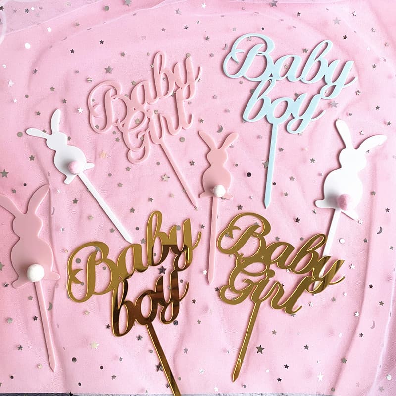 Cute Rabbit Baby Birthday Baby Girl Baby Boy Letter Acrylic Cake Topper Decoration