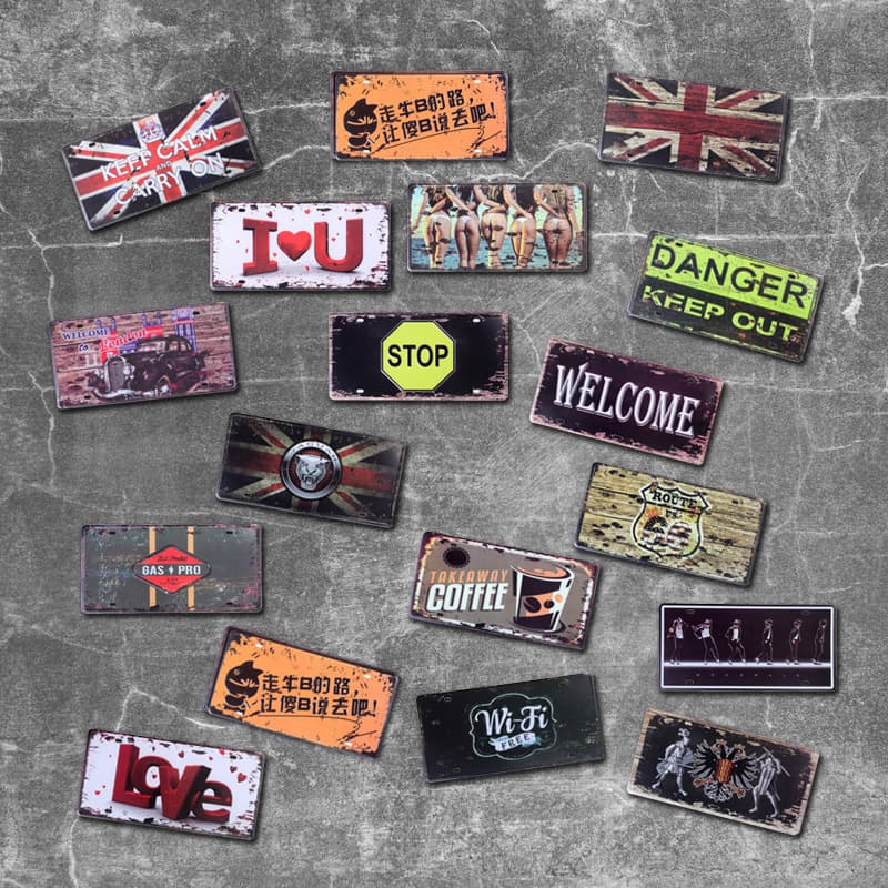 Modern Vintage Distressed License Plate Bar Cafe Restaurant Club Personalized Decoration Clothing Wall Art Tin Sign