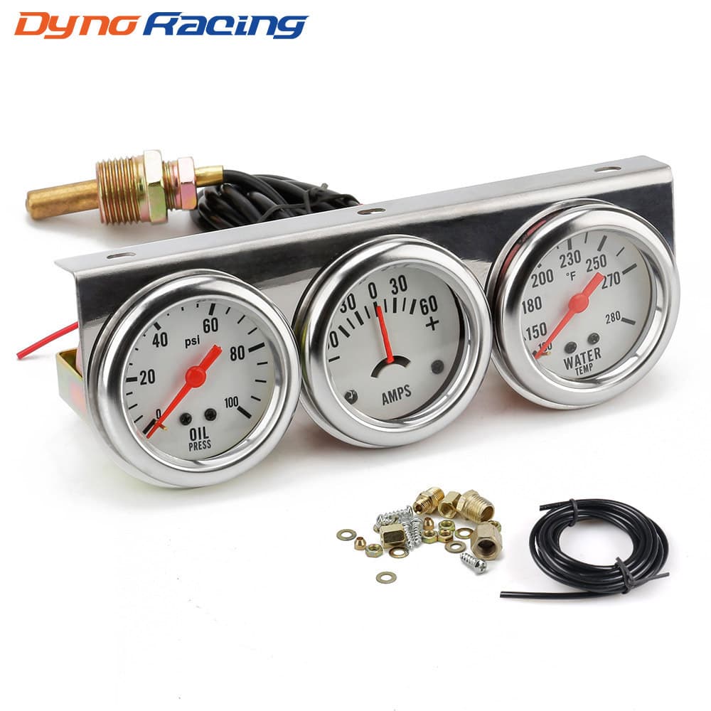Automotive modified mechanical gauge oil pressure water temperature current triple combination gauge 12V universal 2-inch 52mm