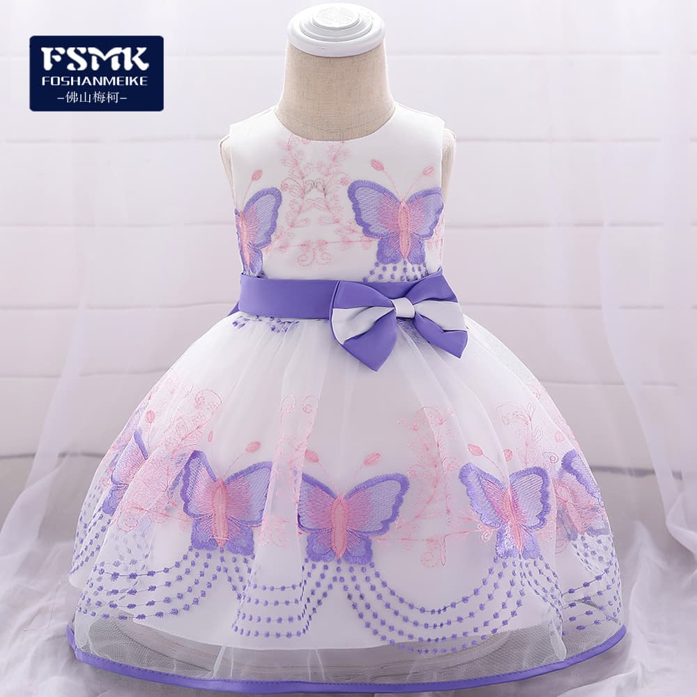 Embroidered Baptism Dress Infant Girl's Wedding Dress Skirt Dress Toddler Girl Baptism Dress Cute Lace Butterfly Knot Princess Style
