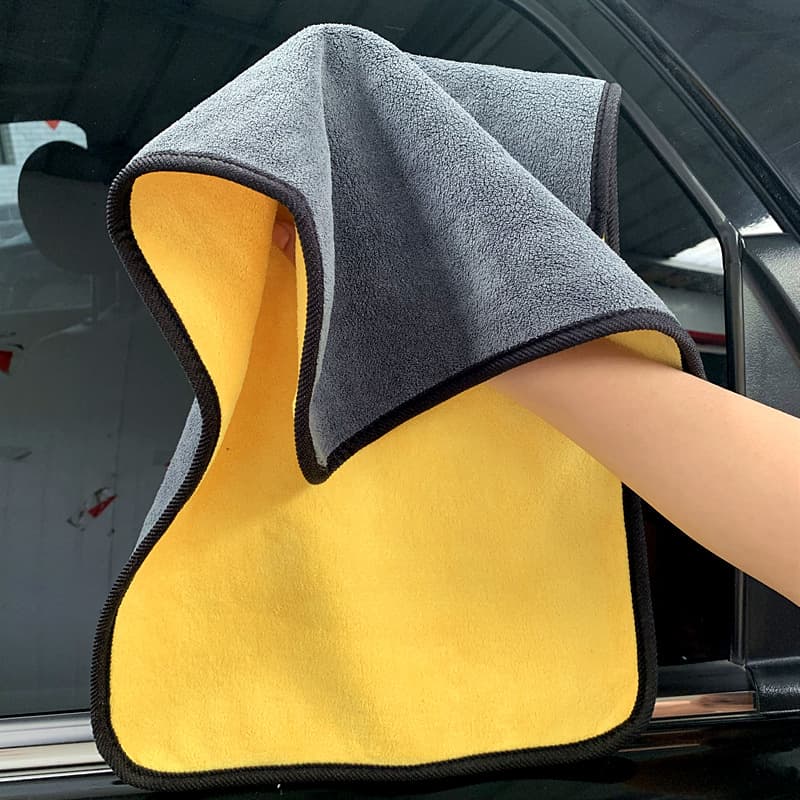 High-Density Coral Fleece Double-Sided Thick Car Towel, Absorbent Glass/Cleaning Cloth with Advertising Logo