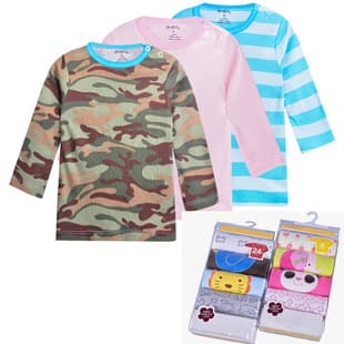 Export Children's Clothing Cross-border Baby Long Sleeve Cartoon T-Shirt, Pure Cotton Cute Baby Thin T-Shirt, 5-Pack
