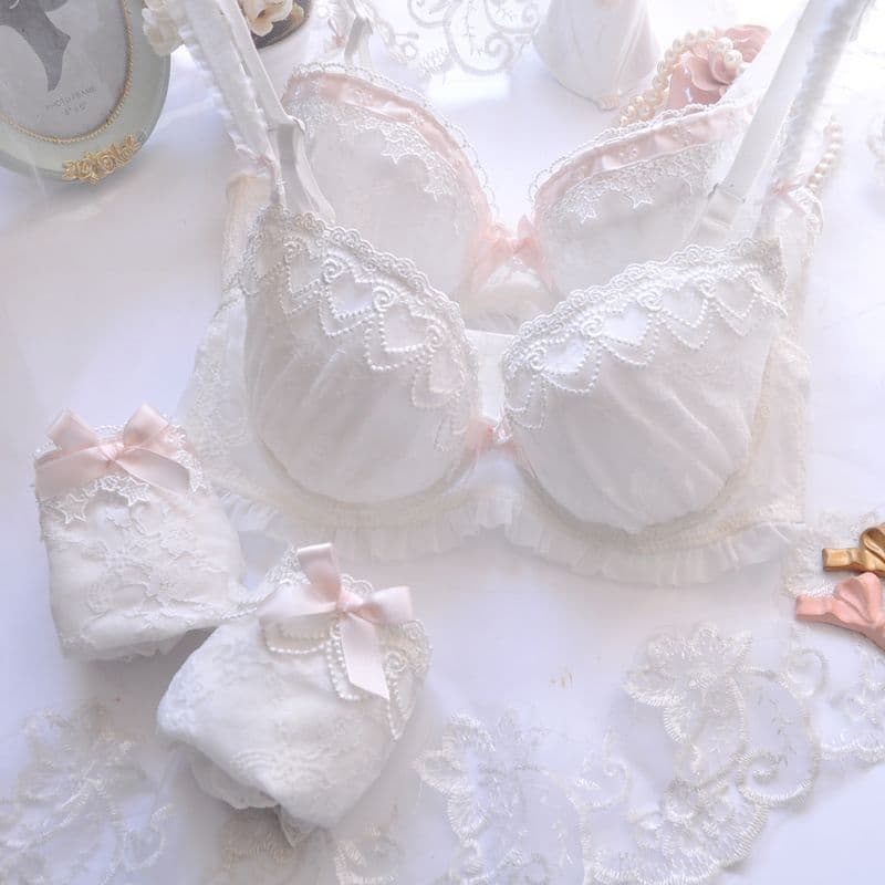 Long-term Japanese-style Water-soluble Embroidered Thin Cup Girl Cute Push-up Sexy Lingerie Set Bra Set Plus Size