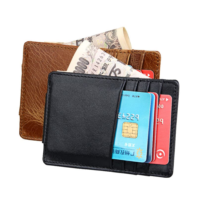Factory Direct New Men's Card Holder Wallet Crazy Horse Leather Money Clip Vintage Wallet Genuine Leather