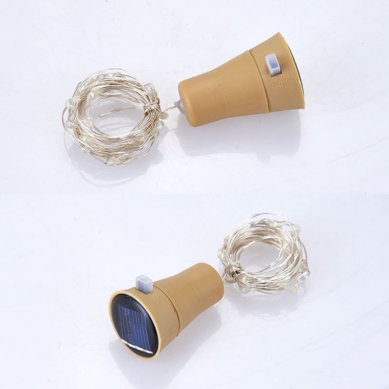 Solar Powered Copper Wire Bottle Stopper String Lights Christmas Wine Bottle Atmosphere Light 10 20 Lights Red Wine Bottle Stopper