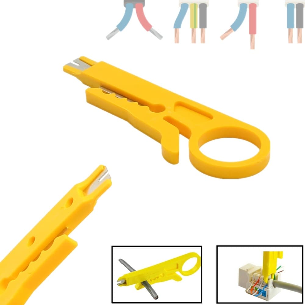 Yellow Mini Wire Stripper Punch Down Tool Stripper for Telephone and Network Cable Small Card/Wire Stripping Knife